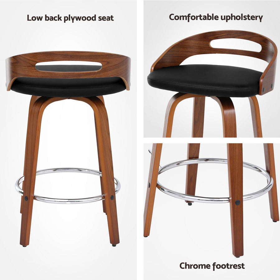 Artiss 4x Bar Stools Swivel Dining Chairs Low Back Counter Seat PU Cushion