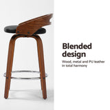 Artiss 4x Bar Stools Swivel Dining Chairs Low Back Counter Seat PU Cushion - Rear View