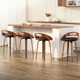 Artiss 4x Bar Stools Swivel Dining Chairs Low Back Counter Seat PU Cushion - Close-Up Angle