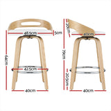 Artiss 2x Bar Stools Swivel Dining Chairs Low Back Counter Seat PU Cushion - Front View