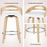 Artiss 2x Bar Stools Swivel Dining Chairs Low Back Counter Seat PU Cushion - 45-Degree Angle