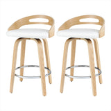 Artiss 2x Bar Stools Swivel Dining Chairs Low Back Counter Seat PU Cushion - Close-Up Angle