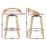Artiss 4x Bar Stools Swivel Dining Chairs Low Back Counter Seat PU Cushion - Front View