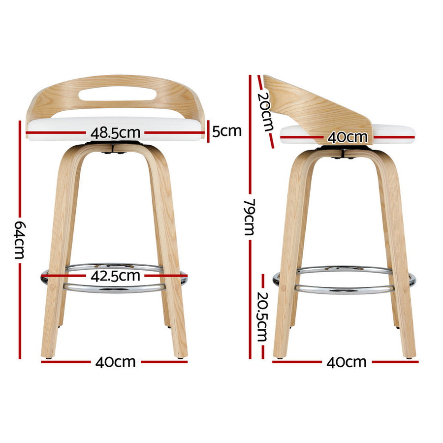 Artiss 4x Bar Stools Swivel Dining Chairs Low Back Counter Seat PU Cushion, Swivel