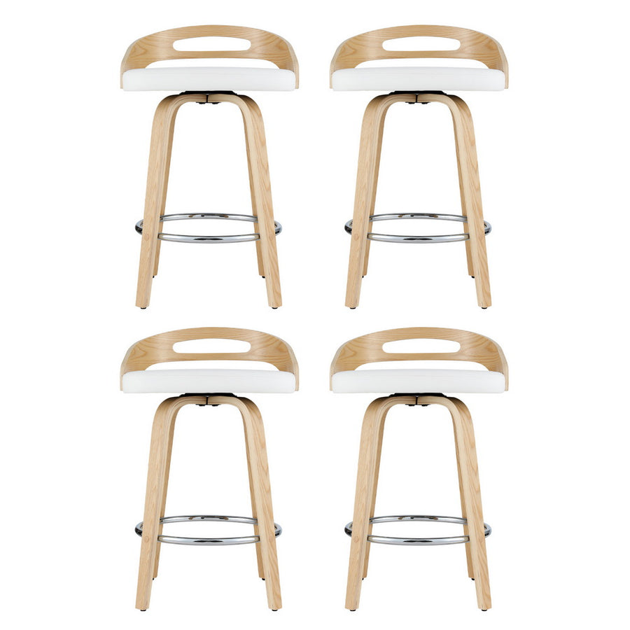 Artiss 4x Bar Stools Swivel Dining Chairs Low Back Counter Seat PU Cushion, image 3