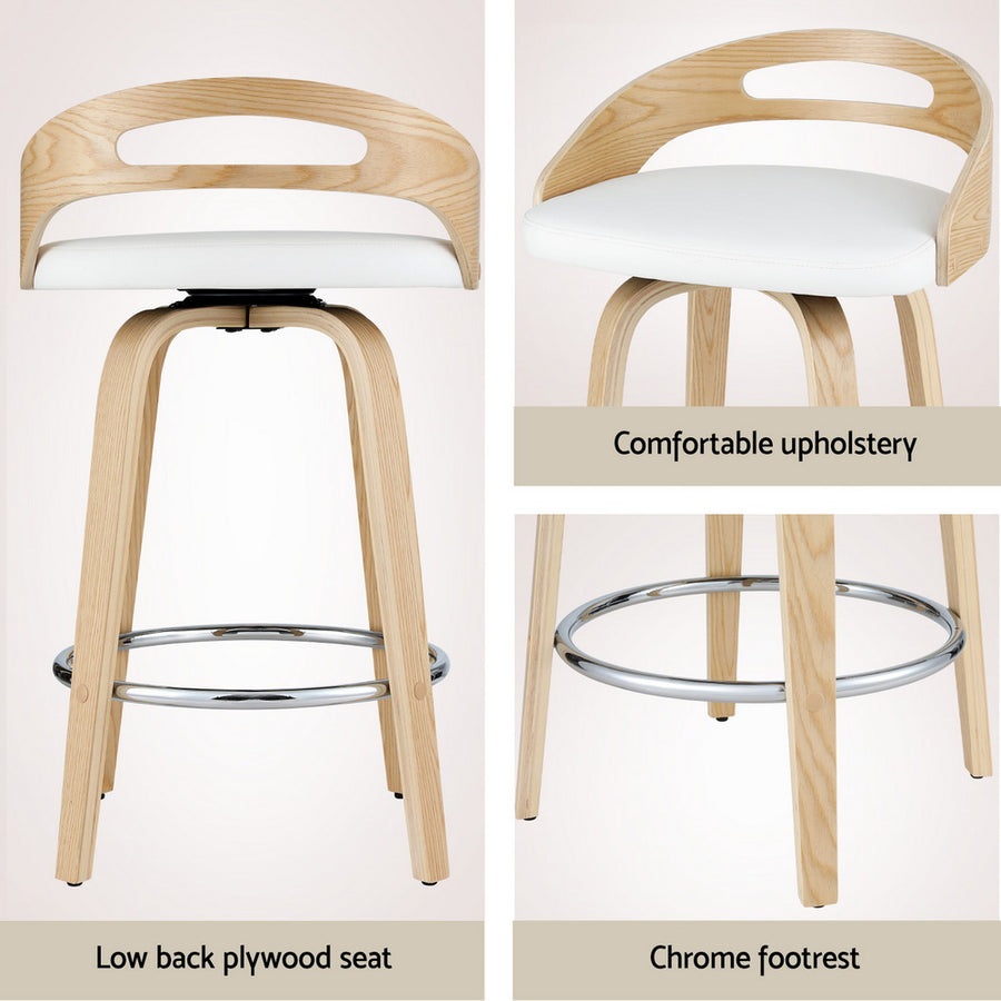 Artiss 4x Bar Stools Swivel Dining Chairs Low Back Counter Seat PU Cushion, image 5