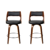 Artiss 2x Bar Stools Swivel Leather Chair 65cm - Side View