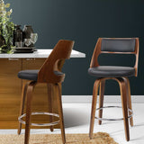 Artiss 2x Bar Stools Swivel Leather Chair 65cm - Close-Up Angle