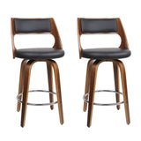 Artiss 2x Bar Stools Swivel Leather Chair 65cm - Low Angle