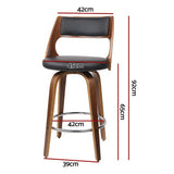 Artiss 4x Bar Stools Swivel Leather Chair 65cm - Front View