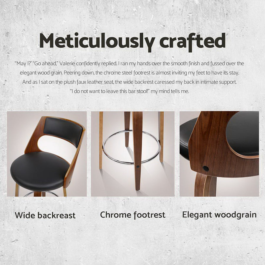 Artiss 4x Bar Stools Swivel Leather Chair 65cm, image 4