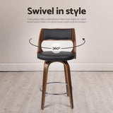 Artiss 4x Bar Stools Swivel Leather Chair 65cm - 45-Degree Angle