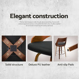 Artiss 4x Bar Stools Swivel Leather Chair 65cm - Rear View
