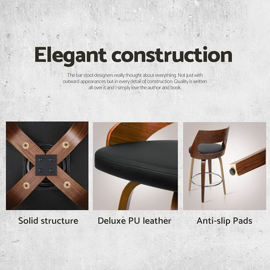 Artiss 4x Bar Stools Swivel Leather Chair 65cm, image 6