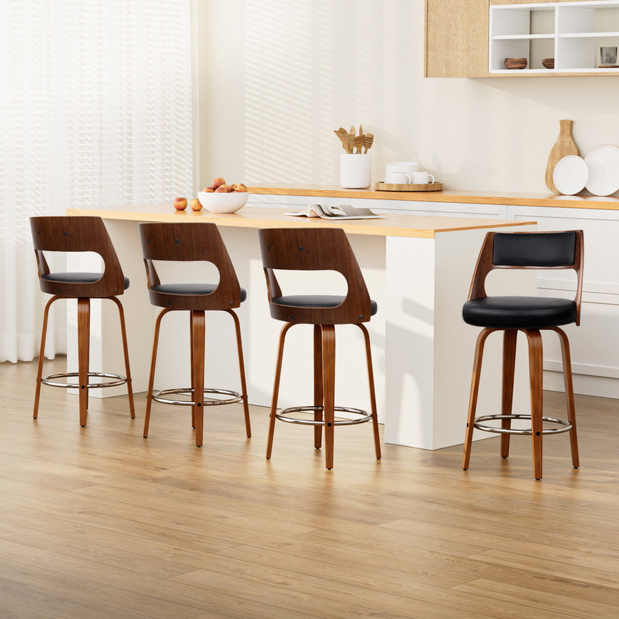 Artiss 4x Bar Stools Swivel Leather Chair 65cm, image 7