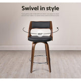 Artiss 2x Bar Stools Swivel Leather Chair 76cm - 45-Degree Angle