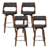 Artiss 4x Bar Stools Swivel Leather Chair 76cm - Side View