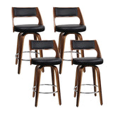 Artiss 4x Bar Stools Swivel Leather Chair 76cm - Low Angle