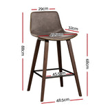 Artiss Bar Stools Kitchen Counter Barstools Leather Wooden Chairs x2 - Front View