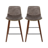 Artiss Bar Stools Kitchen Counter Barstools Leather Wooden Chairs x2 - Side View