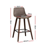 Artiss 4x Bar Stools Vintage Leather Wooden - Front View