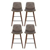 Artiss 4x Bar Stools Vintage Leather Wooden - Side View