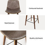 Artiss 4x Bar Stools Vintage Leather Wooden - Top-Down View