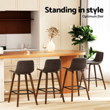 Artiss 4x Bar Stools Vintage Leather Wooden - Rear View
