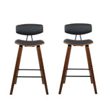 Artiss 2x Bar Stools Leather Padded w/Backrest - Side View