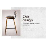 Artiss 2x Bar Stools Leather Padded w/Backrest - Top-Down View
