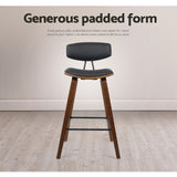 Artiss 2x Bar Stools Leather Padded w/Backrest - Rear View