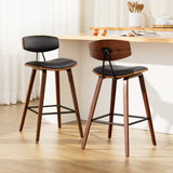 Artiss 2x Bar Stools Leather Padded w/Backrest - Low Angle