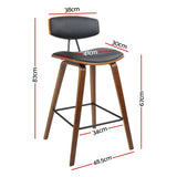 Artiss 4x Bar Stools Leather Padded w/Backrest - Front View