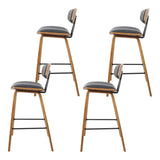 Artiss 4x Bar Stools Leather Padded w/Backrest - Side View