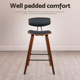 Artiss 4x Bar Stools Leather Padded w/Backrest - Rear View