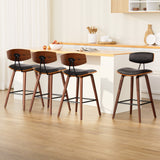 Artiss 4x Bar Stools Leather Padded w/Backrest - Close-Up Angle