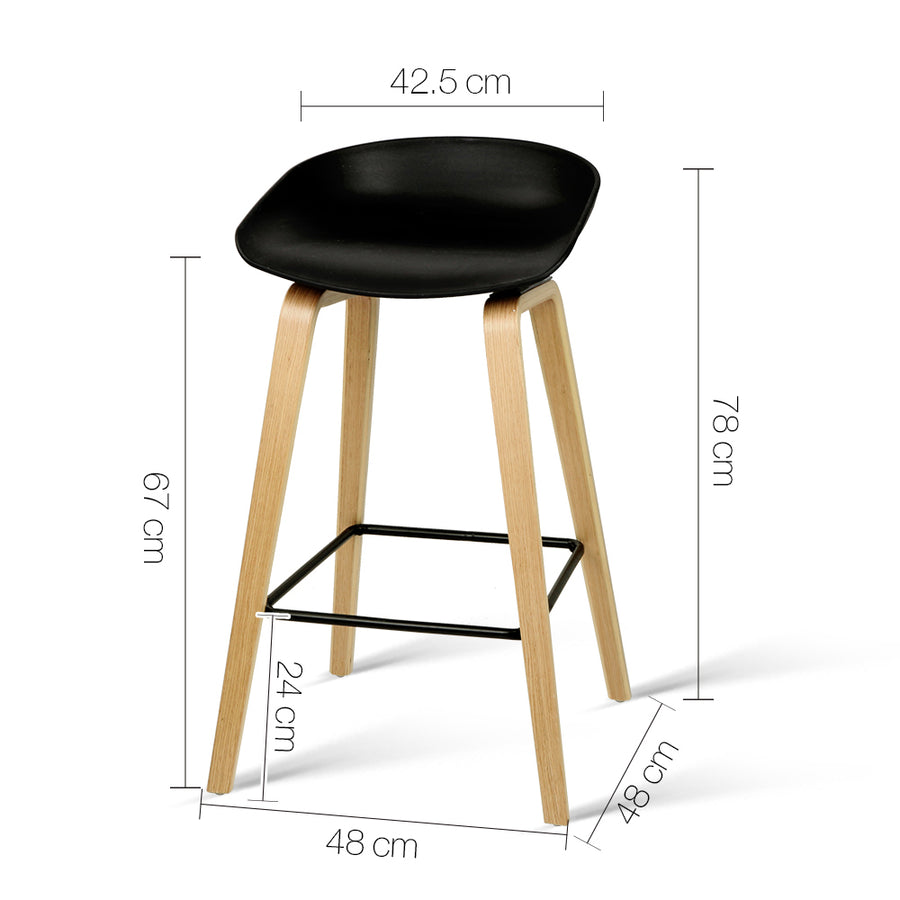 4x Artiss Bar Stools Kitchen Counter Stool Dining Chairs Wooden Black, image 2