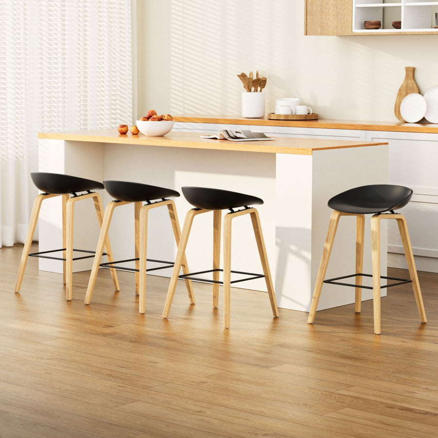4x Artiss Bar Stools Kitchen Counter Stool Dining Chairs Wooden Black, image 7