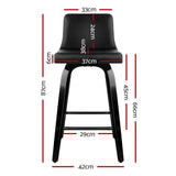 Artiss Bar Stools Kitchen Leather Barstools Swivel Wooden Chairs X2 - Front View