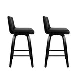 Artiss Bar Stools Kitchen Leather Barstools Swivel Wooden Chairs X2 - Side View