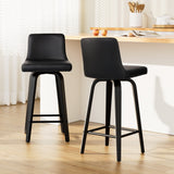Artiss Bar Stools Kitchen Leather Barstools Swivel Wooden Chairs X2 - Low Angle