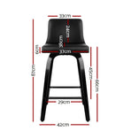 Artiss Bar Stools Kitchen Leather Barstools Swivel Wooden Chairs X4, Swivel