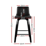 Artiss Bar Stools Kitchen Leather Barstools Swivel Wooden Chairs X4 - Front View