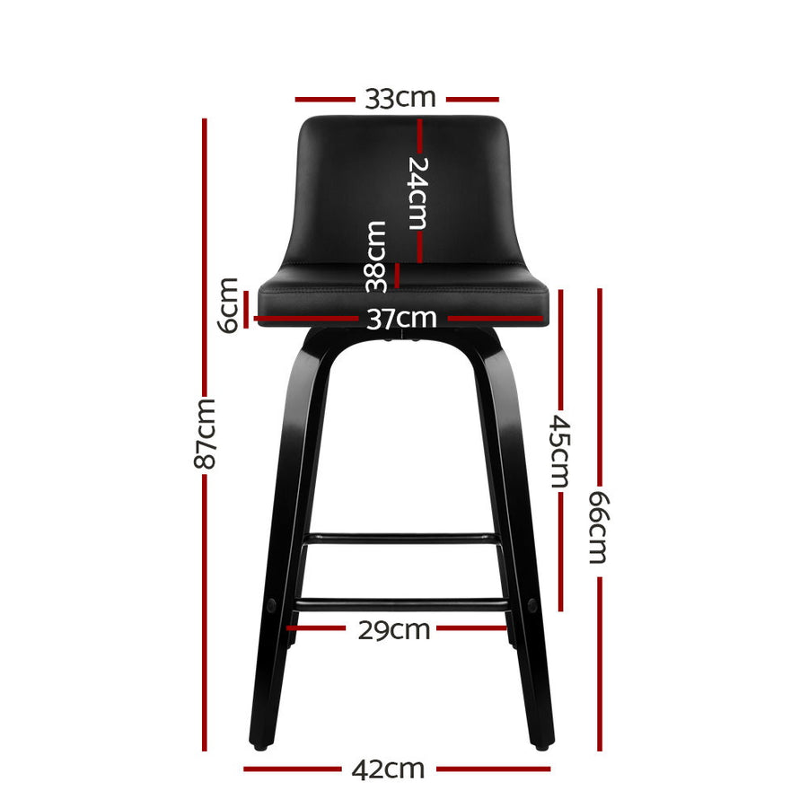 Artiss Bar Stools Kitchen Leather Barstools Swivel Wooden Chairs X4, Swivel