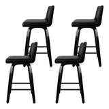 Artiss Bar Stools Kitchen Leather Barstools Swivel Wooden Chairs X4 - Side View