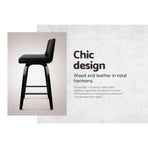 Artiss Bar Stools Kitchen Leather Barstools Swivel Wooden Chairs X4, image 4