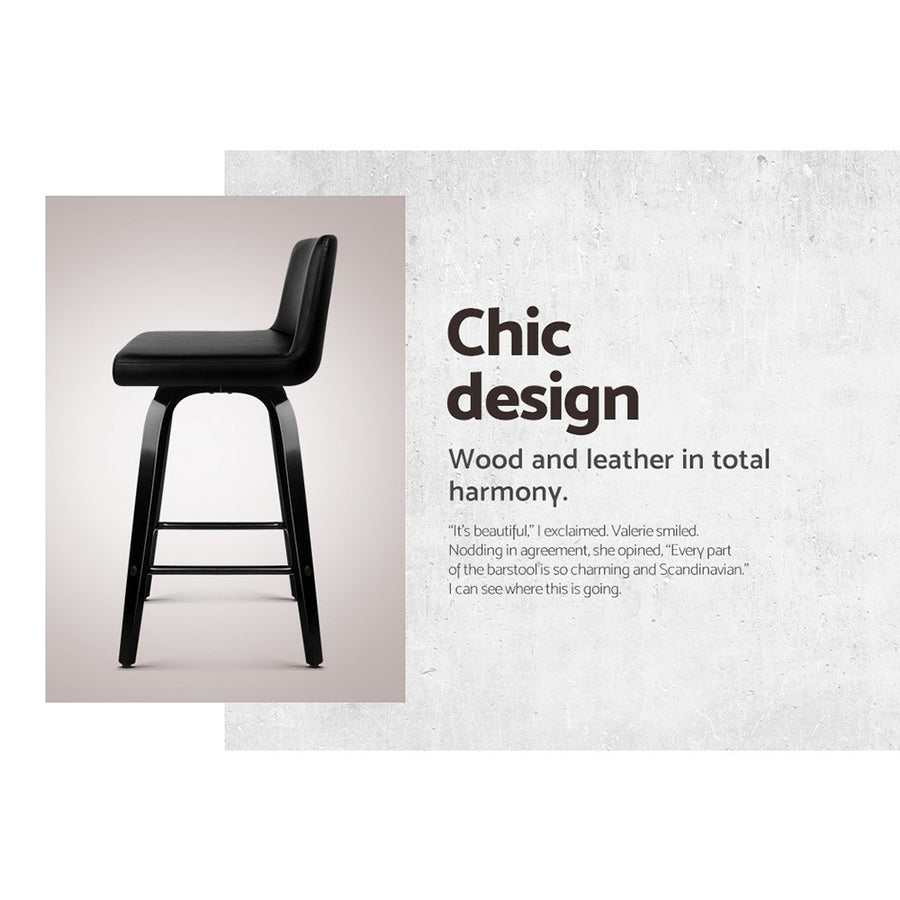 Artiss Bar Stools Kitchen Leather Barstools Swivel Wooden Chairs X4, image 4