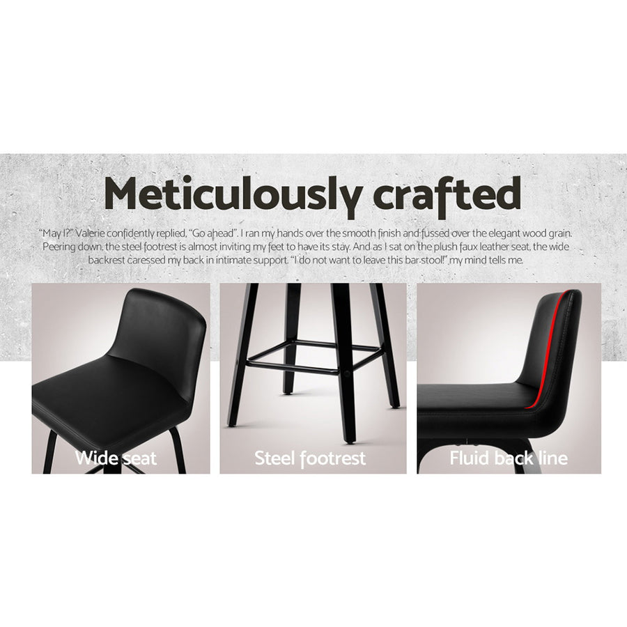 Artiss Bar Stools Kitchen Leather Barstools Swivel Wooden Chairs X4, image 5