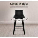 Artiss Bar Stools Kitchen Leather Barstools Swivel Wooden Chairs X4 - Rear View