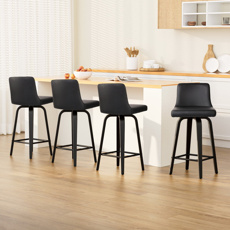 Artiss Bar Stools Kitchen Leather Barstools Swivel Wooden Chairs X4, image 7